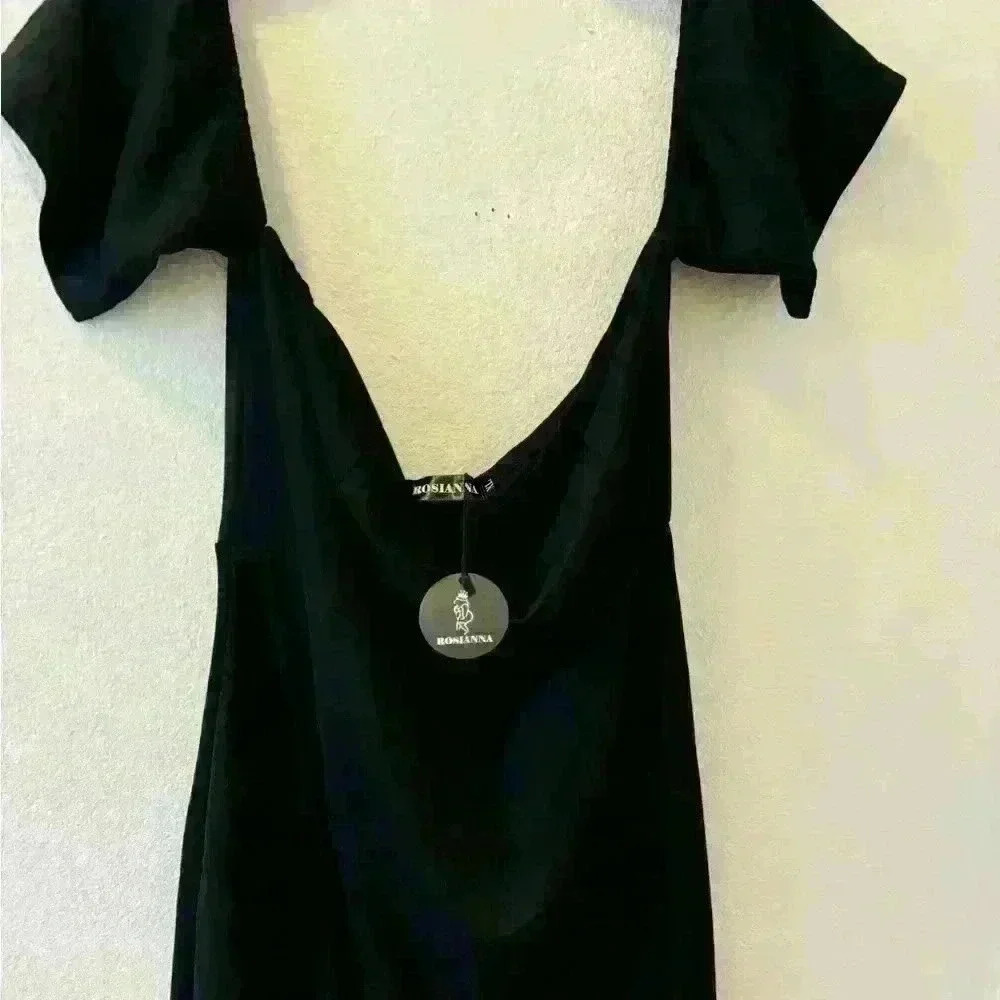 Rosanna black bottom fringe silky material dress